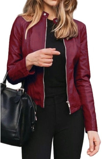 Women Real Soft Leather Blood Red Color Biker Jacket | Clubbing Party GLITTER Jacket |  Silver Metallic on Black Leather