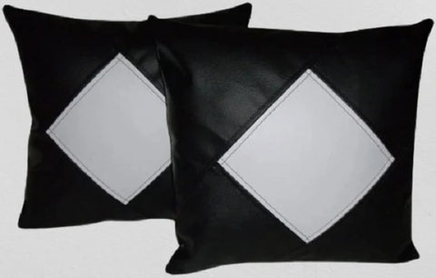Noora Black & White Real Leather pillow cover| COLOR Block SQUARE Cushion Cover| DIAMOND Shape Decor Home & Bedroom| RT5