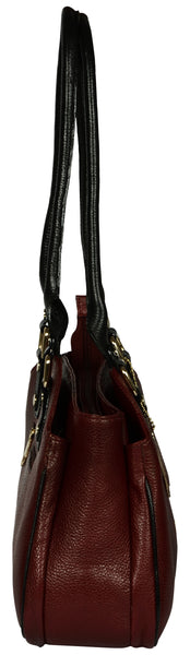 Women's maroon color leather bag