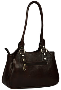 Women's dark brown shopper leather bag