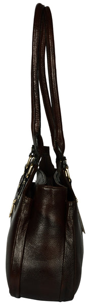 Women's dark brown shopper leather bag
