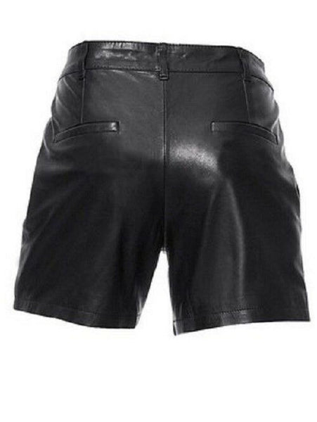 NOORA Men & Boy 100% Real Lambskin Leather men Short , Black Leather Short Jeans , Young Mens Ripsto Short , Summer jeans trousers short SJ365