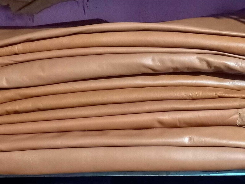 NOORA Premium Soft Lambskin soft leather Hides - Natural Tan 5 sqft WA49