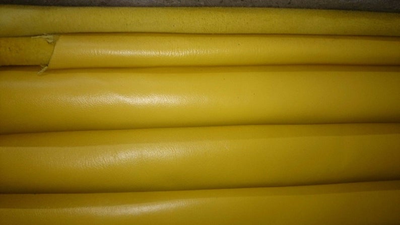 NOORA Distressed Sunsparks Yellow Lambskin Leather Hides,YELLOW leather Sheep sheets for sewing Yellow lambskin 5 SqFt WA26