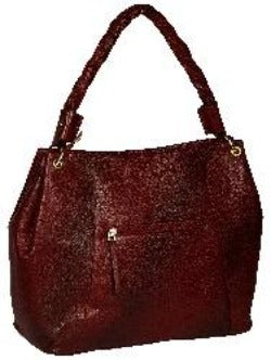 Women's burgundy colour hobo bag