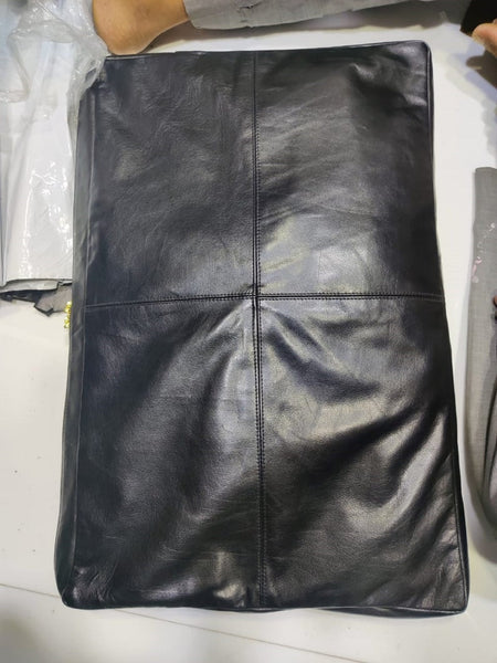 Noora Lambskin Leather Seat Cushion Cover,Table Seat Cover, Square Bench Floor Cushion Cover - Black SB198