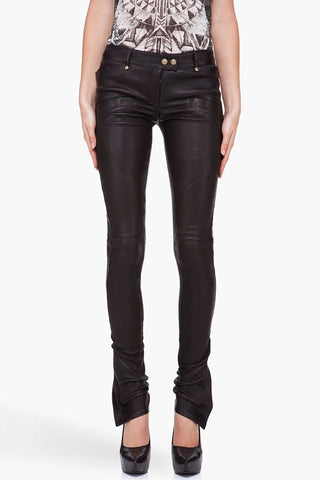 Women's Black leather skinny pants