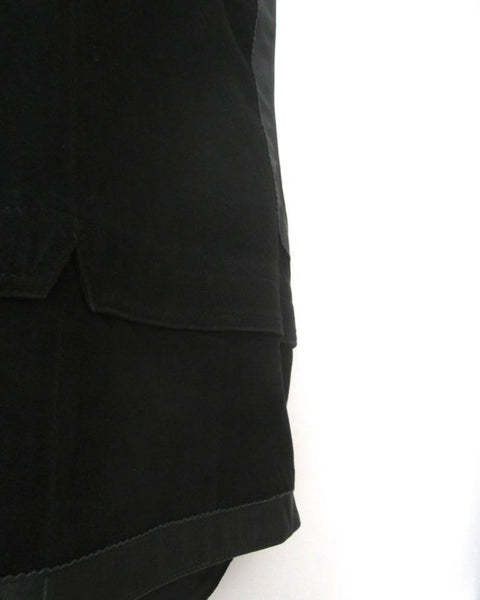Vintage BLACK Suede Vest Coat & Genuine Black Lambskin Leather Vest Coat Button Cl