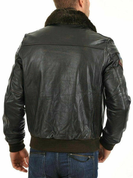 Noora 80s Black Real LambSikn Leather Men Jacket Casual Bomber Warmed Jacket/Coat Motorcycle fridge