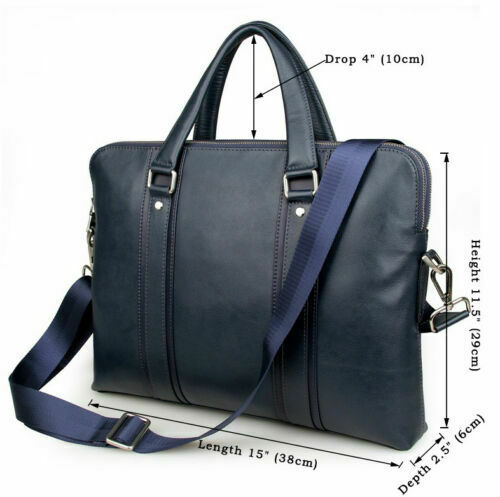 NOORA Men Leather 15.5 inch Laptop Office Bag Business Black Briefcase Bag QD298