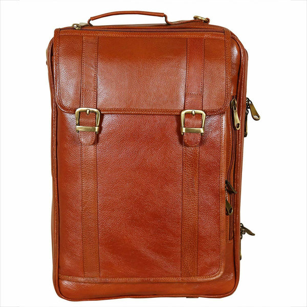 Noora Brown Leather 18 Inch 4 Use Leather Backpack Bag for Men and Women WA246