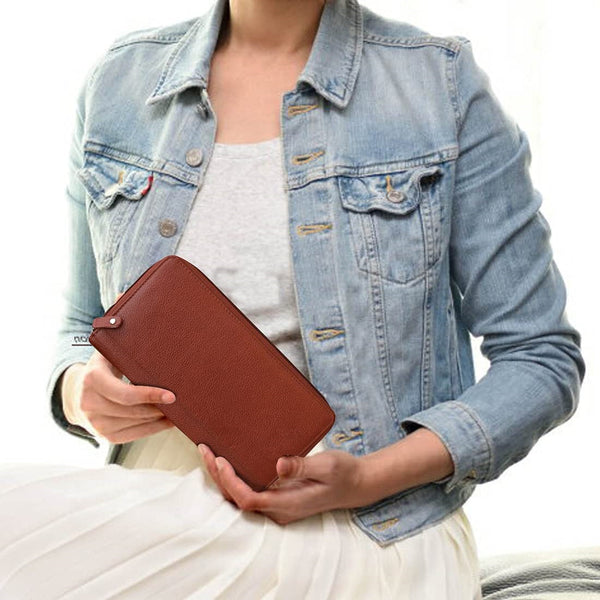 NOORA Women's Brown wallet, Document Holder, Credit,Debit,ATM Card Holder, Cheque Book, Passbook Holder- SK8