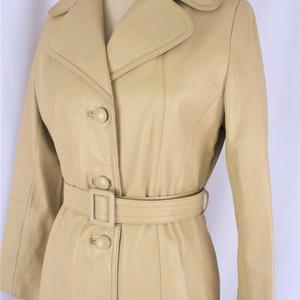 NOORA New 100% Real Lambskin Leather Beige Color Vintage Women's Long Trench Coat NM004