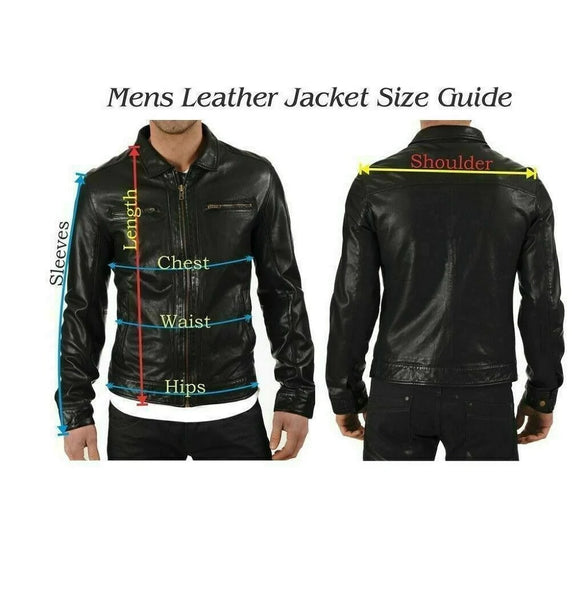 NOORA Men's Black  Lambskin Leather Motorcycle Jacket , Retro Style Jacket With Zipper & Zipped Pocket | ST08