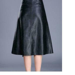 NOORA New Handmade Women Natural Lambskin Leather Knee length Black Skirt Women Formal Wear WA107