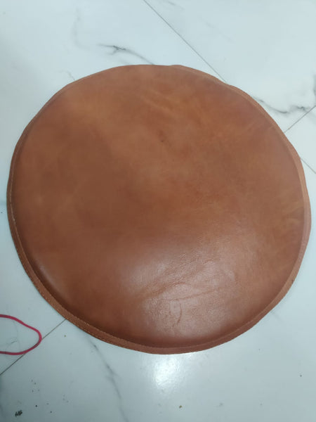 Noora Lambskin Leather ROUND TAN CHAIR Pad |Dining Seat Pad for Home and Office| Housewarming Gifts|  SN02
