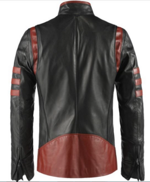 Noora Mens Black Jacket With Brown Strips Biker Leather Jacket| Color Block Leather Jacket | Wolverine Black  Leather Jacket SU0853