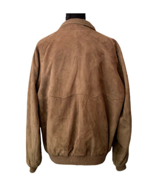 NOORA Mens Suede Leather Bomber Jacket | Brown Suede Bomber Jacket With Branded YKK Zipper Closure | Biker Bomber Jacket SU0231