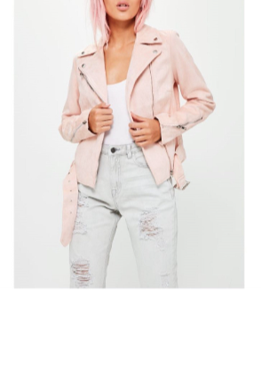 Noora New Women Lambskin Baby Pink Leather Jacket | BIKER JACKET With Zipper Closure | Belted Jacket RT496