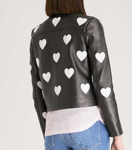 Noora Womens Black & White Lambskin Leather Jacket | White HEART Style Jacket | Color Block Jacket | Motorcycle Jacket YK047