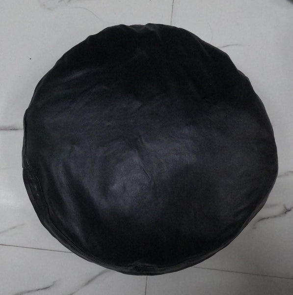 NOORA Real  Lambskin Leather Black Color Pillow Cover| Round Pillow Cover|Throw Case Cover For Home & Living Decor
