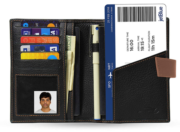 NOORA 100% personalized wallet for men, Custom Leather Wallet BLACK Wallet ,Men's Gift Vintage Purse wallet , Passport Holder - SK1