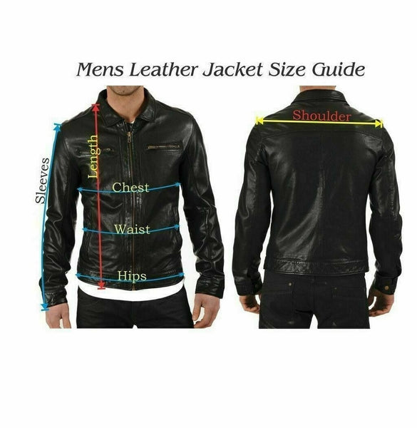 Noora Men's Real Sheepskin Leather Jacket Black, Mens Black Biker Leather Jacket with Chinese Collar, Gift for him