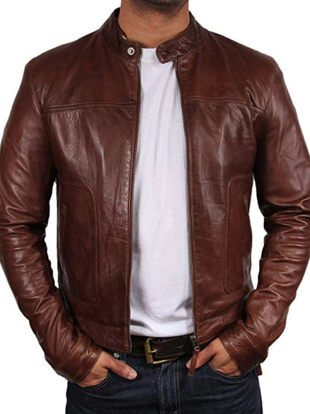 Noora New Lambskin Men Dark Brown Leather Jacket, Biker Jacket | Western Style Leather Jacket YK095 — standardized 4K background-preserved hero image