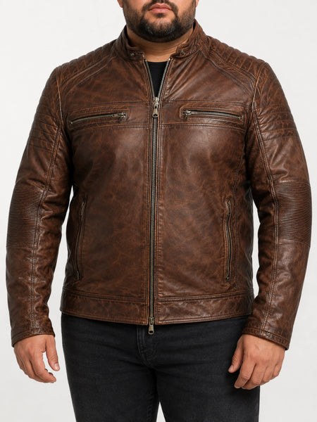 Noora NEW MENS REAL LAMBSKIN LEATHER BLAZER JACKET TWO BUTTON SLIM FIT COAT NI-50 — standardized 4K restored human-model hero image
