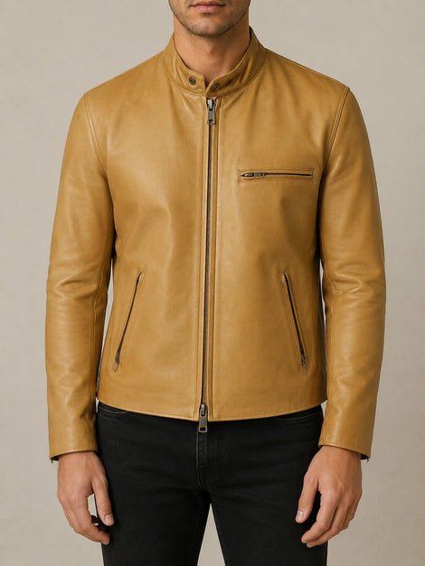 Toddy Snyderr Replica Men Lamb Skin Leather Moto Biker Rider Racer Jacket
