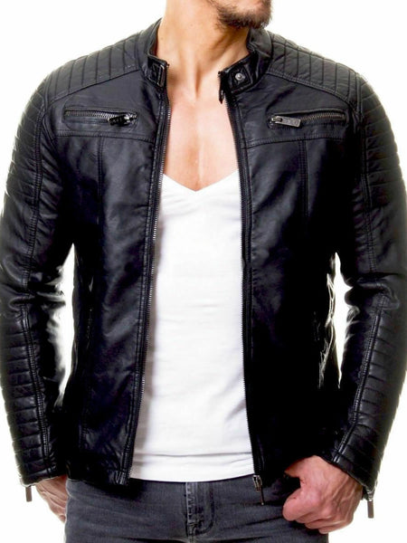 Noora Lambskin Black Leather Jacket Men's Genuine Stylish & Fashionable Black Slim fit Jacket NI-60 — standardized 4K background-preserved hero image
