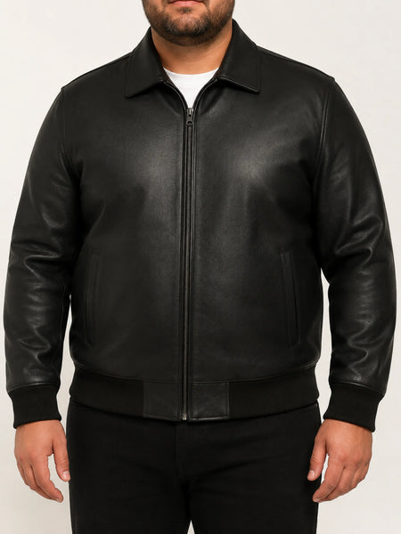 NOORA New Man Black Suede Leather Bomber Jacket ST0160 — standardized 4K studio hero image