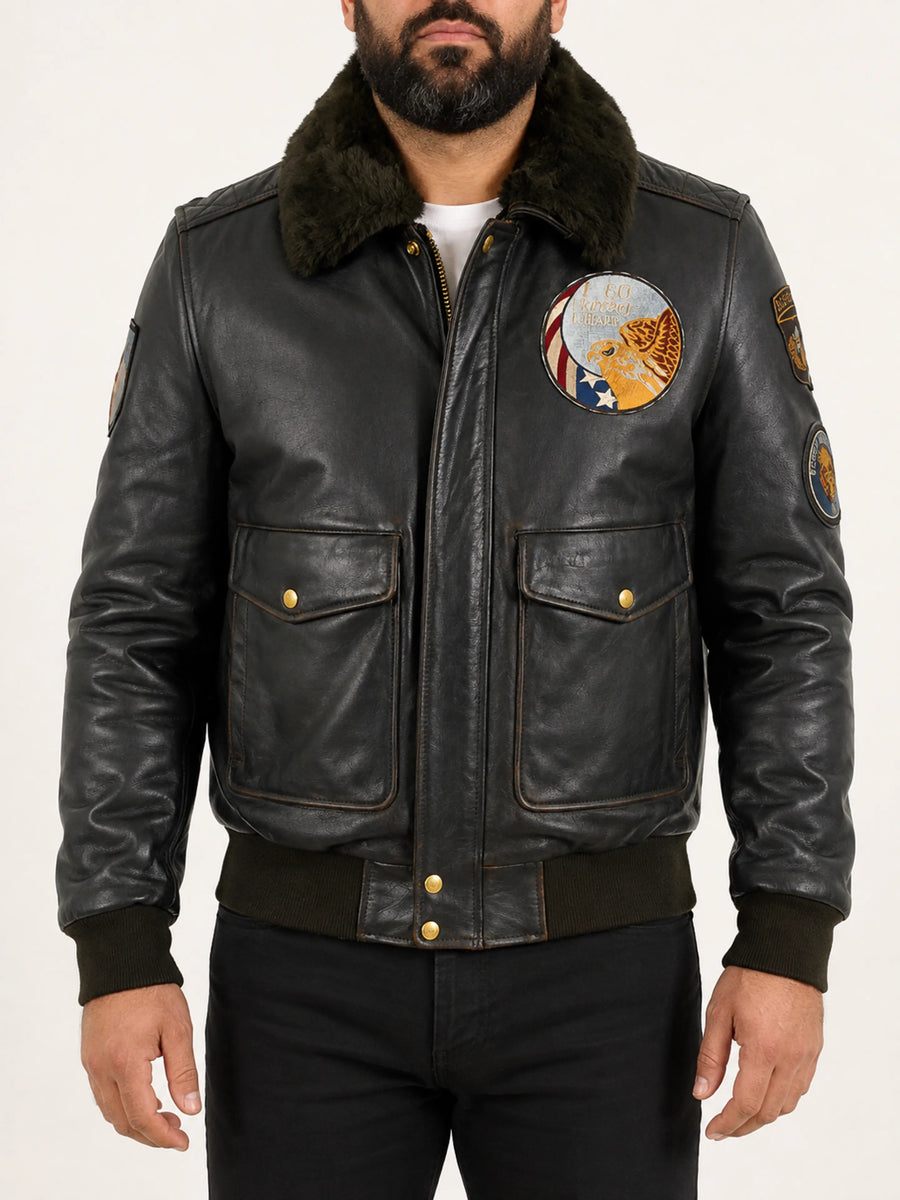 80s Black Real LambSikn Leather Men Jacket Casual Bomber Warmed Jacket, Coat Motorcycle fridge
