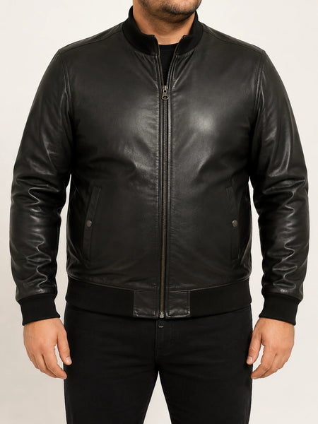 NOORA New MEN'S Genuine Hot BIKER CAFE RACER  REAL LEATHER SLIM FIT JACKET NI-27 — standardized 4K studio hero image