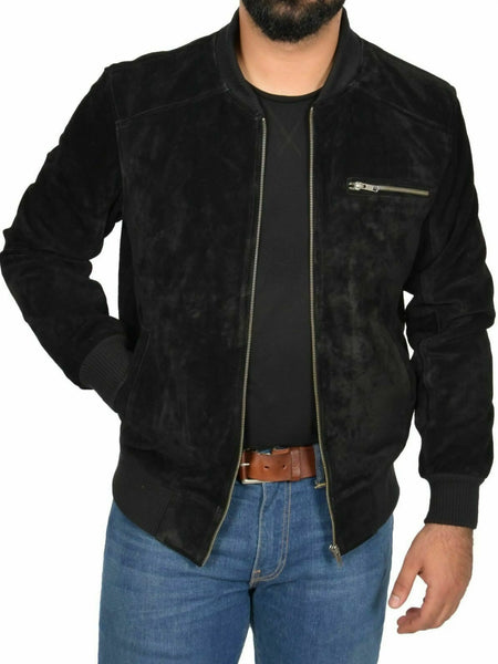 NOORA Mens  Lambskin New Black Suede Biker Jacket  With Zipper & Pocket | Casual Wear Jacket | ST0124 — standardized 4K background-preserved hero image
