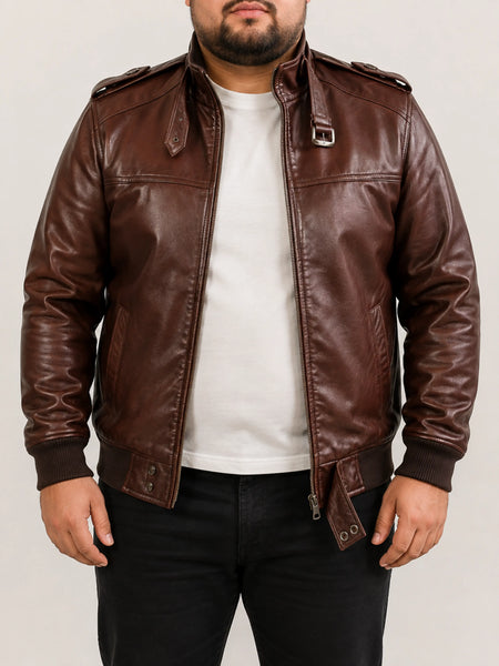 NOORA Outerwear Handmade New Black Friday Men Designer Wine Color Lambskin Bomber Leather Jacket — standardized 4K studio hero image