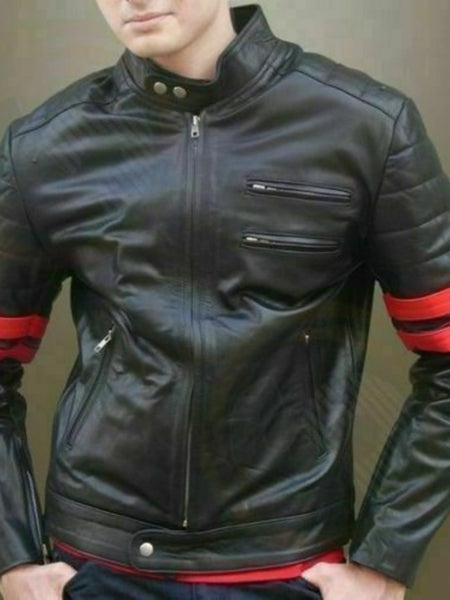 Noora Men-Leather-Jacket-Genuine-Lambskin-Motorcycle-Jacket Black-with-Red WA191 — standardized 4K background-preserved hero image