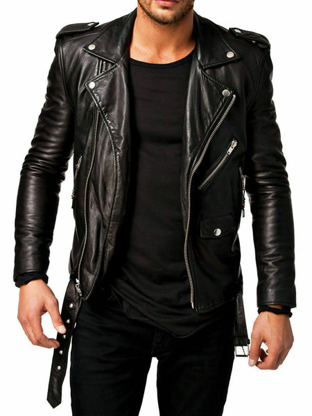 NOORA MEN'S LEATHER JACKET SLIM FIT REAL BIKER LAMBSKIN LEATHER MOTORCYCLE NI-15 — standardized 4K background-preserved hero image