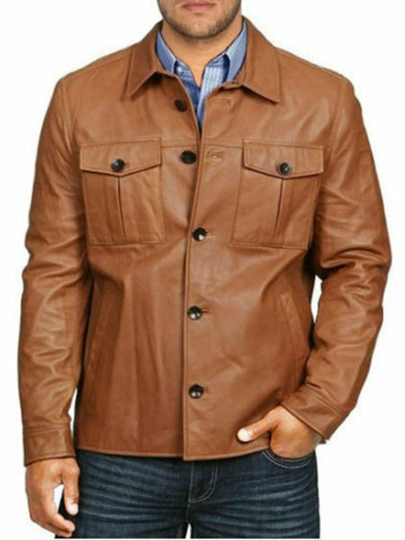 Noora Men's Pure leather FASHIONABLE BRANDED BROWN LEATHER JACKET COAT SP456 — standardized 4K background-preserved hero image