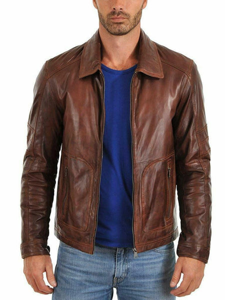 Noora MEN Lambskin BIKER CAFE RACER REAL LEATHER SLIM FIT JACKET NI-35 — standardized 4K background-preserved hero image