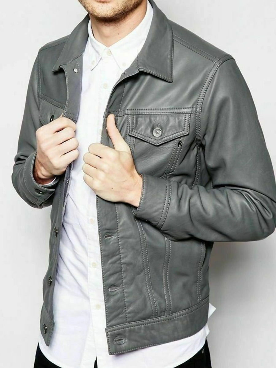 Mens Lambskin Hot Leather Motorcycle Jacket Slim Fit Biker Jacket