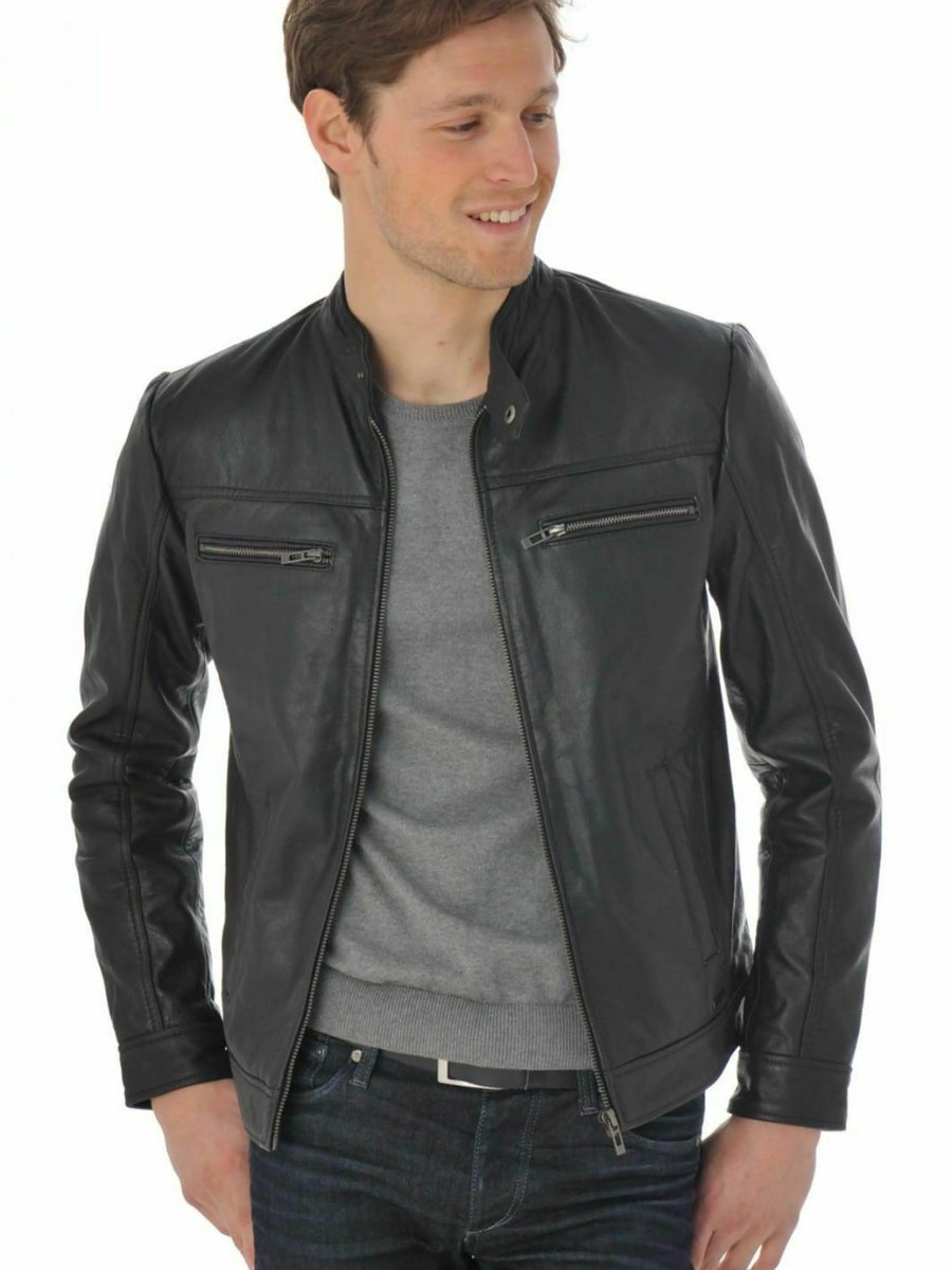 Leather Jacket Men's Real Stylish & Fashionable Black Smart Fit