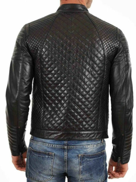 Noora  Men's Genuine Lambskin Black Leather Jacket Coat Outwear Biker Motorcycle BS-141 — standardized 4K background-preserved hero image
