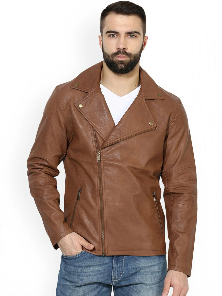 Brown Leather Jacket Men's Leather Stylish Smart Fit Leather Jacket
