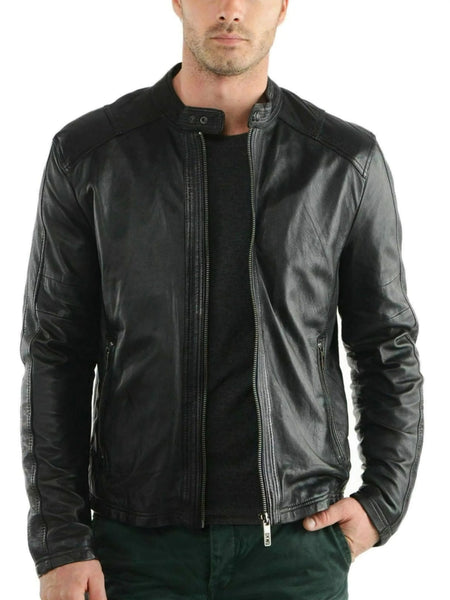 NOORA Men Fashion Style Real Leather Jackets Motorcycle Bomber Biker Black SP8 — standardized 4K background-preserved hero image