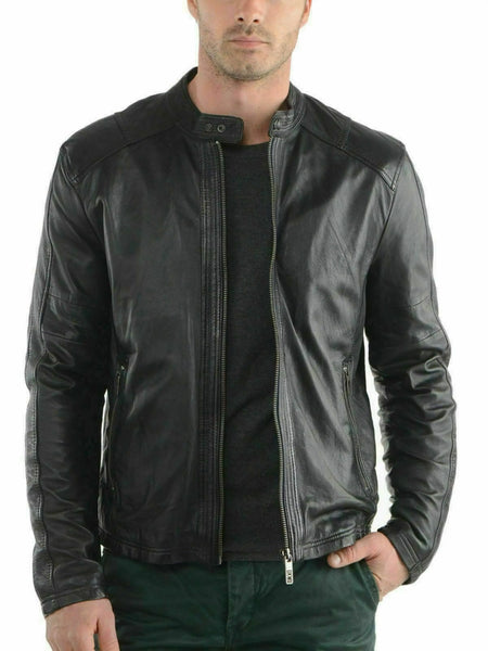 Noora Men Fashion Style Real Black Leather Jackets Motorcycle Bomber Biker Leather Jacket SP24 — standardized 4K background-preserved hero image