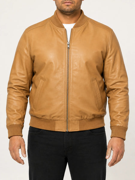 Noora New Men's Lambskin Leather Motorcycle Jacket Bomber Biker Jacket — standardized 4K studio hero image