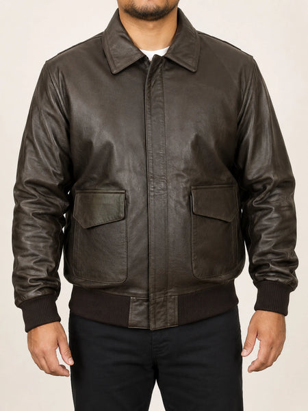 NOORA A2 US Pilots Flying Leather Jacket Bomber WW2 American Air force S - 3XL — standardized 4K studio hero image