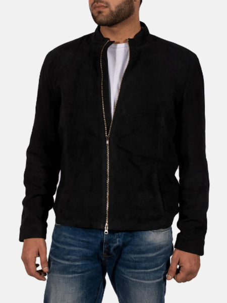 Noora Men's Black Suede Leather Jacket |Men's Stylish Biker Motorcycle Jacket With Bone Pocket | Gift for Him YK37 — standardized 4K background-preserved hero image
