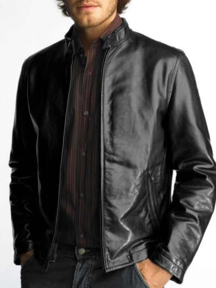 Men’s stylish leather jacket in black